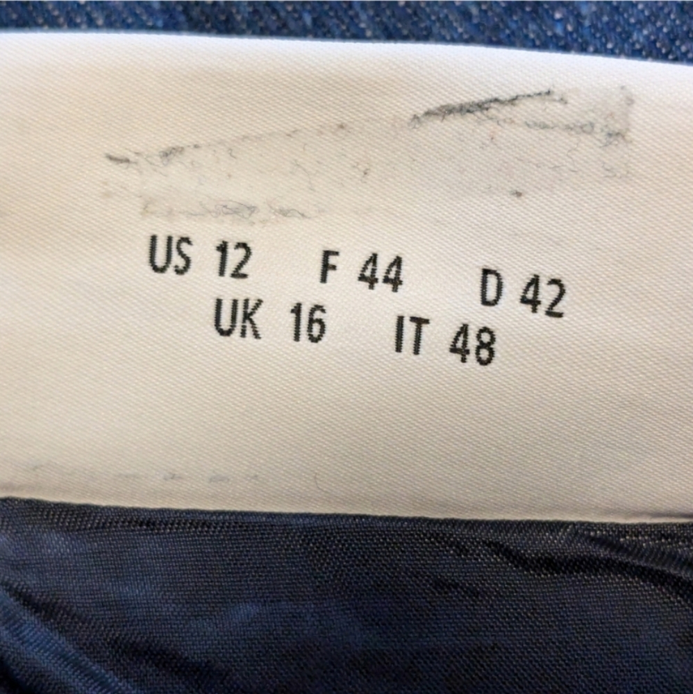 💙 Akris Punto Blue Denim A-Line Cotton Mini Skirt w/ Front Pleat, US 12 - Picture 6 of 12